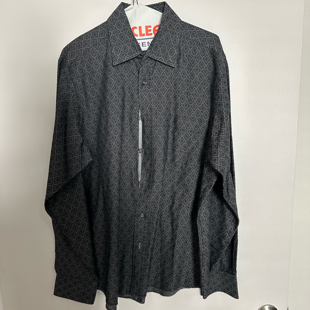 Bugatchi Uomo Black Long Sleeve Men's Dress Shirt Size Large
